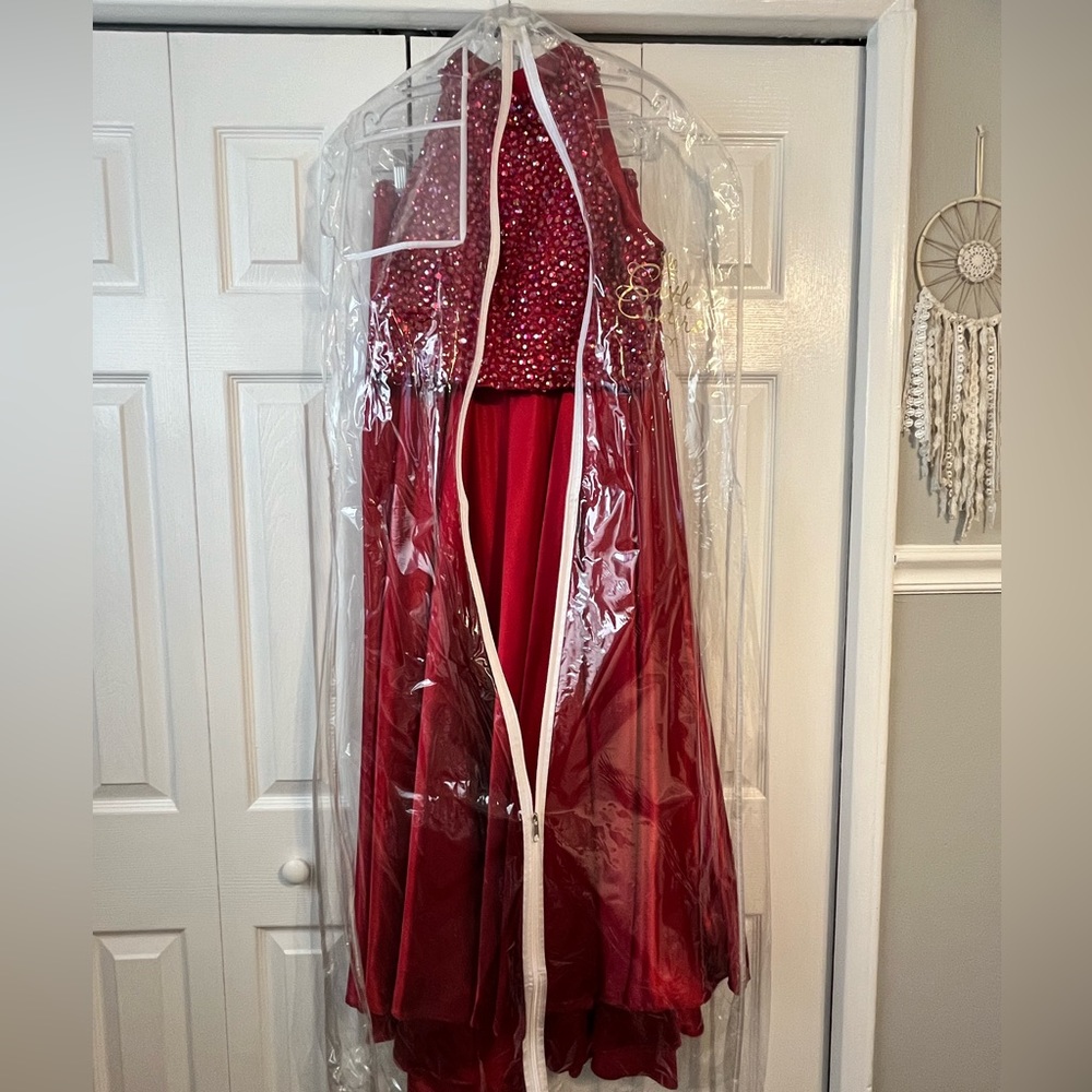 Sherri Hill Two Piece Ruby Prom Dress - Picture 4 of 15
